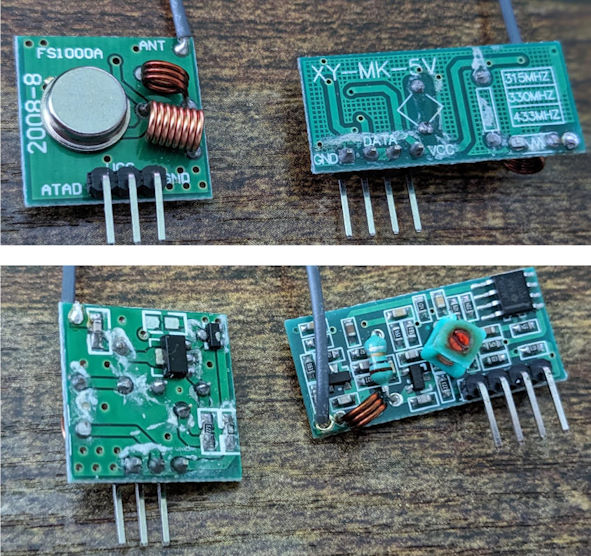 FS1000A and XY-MK-5V 433MHz radio modules